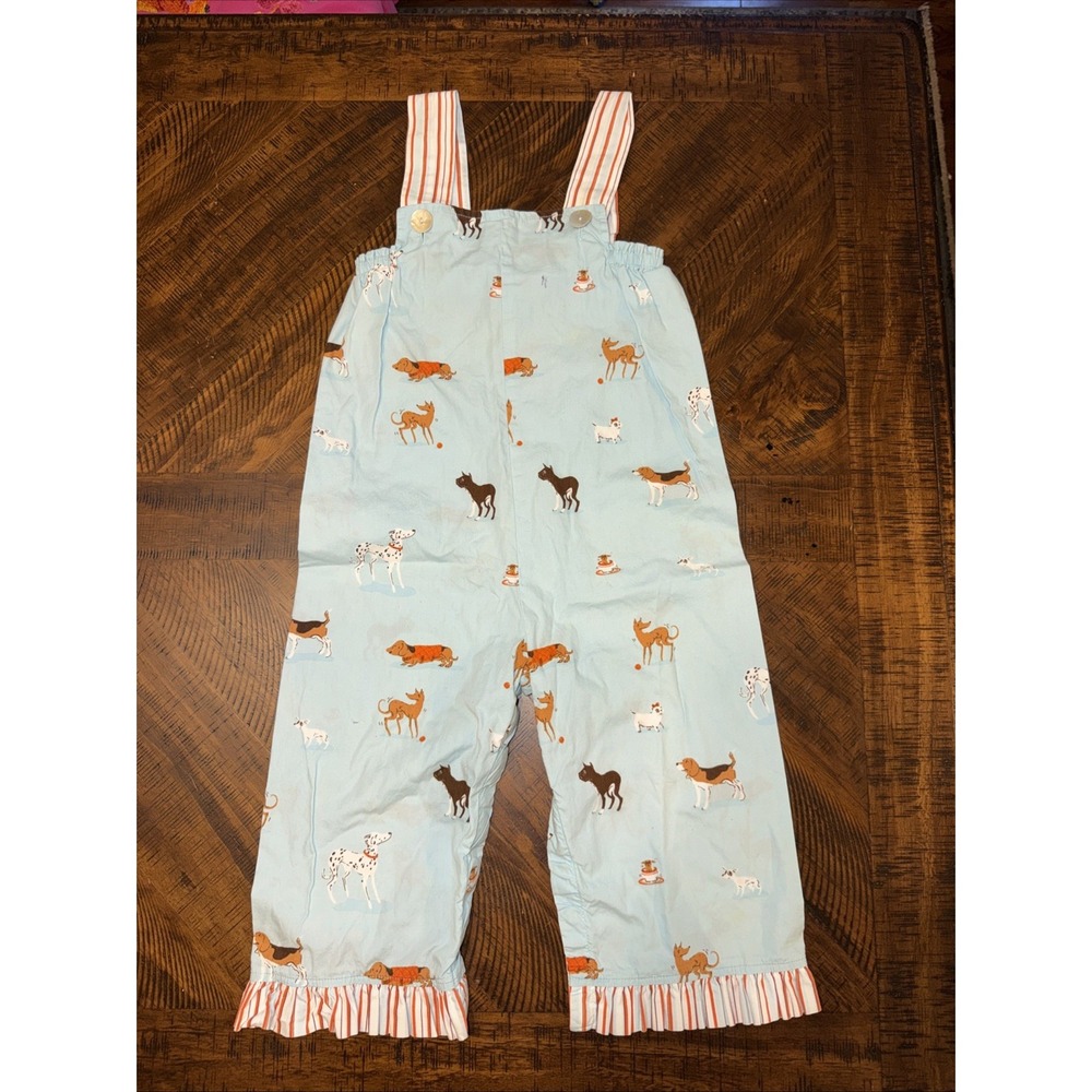 Girls HANNAH KATE boutique outfit 3T Romper OverAlls ruffles Dog